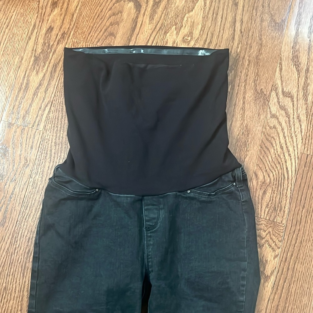 Seraphine Post Maternity Shaping Jeans Black Full Panel Skinny Jeans Size 12